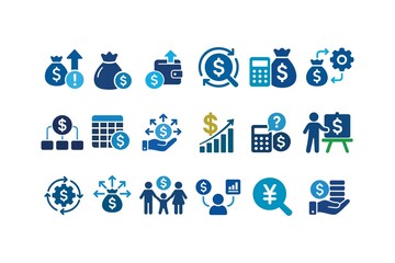 Financial Business Vector Icons Set Investment Growth and Money Management