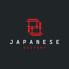 Torii gate logo design simple Japanese historical building with old and modern vintage concept as a symbol illustration template