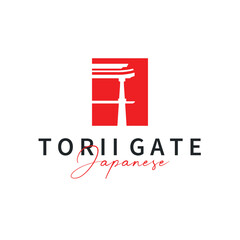 Torii gate logo design simple Japanese historical building with old and modern vintage concept as a symbol illustration template