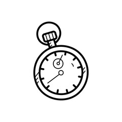 Stopwatch Outline Illustration in Doodle Style on Transparent Background Time Measurement and Sport Concept