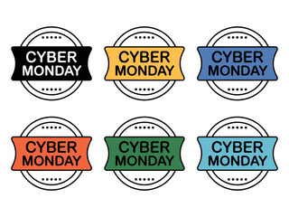 Obraz premium Vector art of cyber monday vector illustration set of colorful cyber monday labels