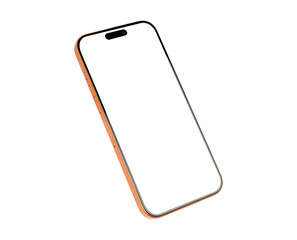 Modern smartphone mockup with blank screen isolated on trasparent PNG.