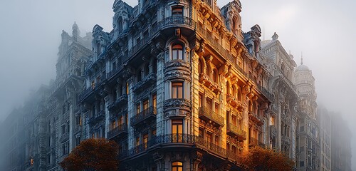 Naklejka premium Conflicted dual-tone building split between light and dark warm and cold