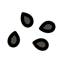 Group of Dark Seed Illustrations on Transparent Background, Minimalist Style, Organic Shapes, Seed Icon, Vector, Plant Part, Gardening Element, Agriculture, Farming