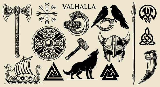 Valhalla Norse Mythology Icon Set