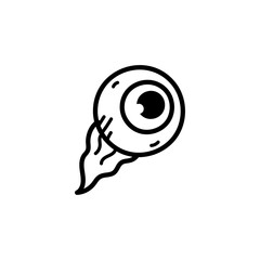 Halloween Eyeball Doodle with Transparent Background Isolated on White Spooky Horror Icon Vector