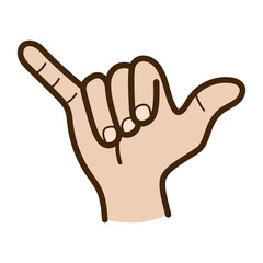 Obraz premium Shaka Sign Hand Gesture with Light Brown Skin on Transparent Background for Communication and Expression