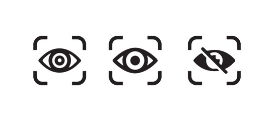 Eye icon set, Simple eye collection,  Eyesight pictogram in flat style, Eyeball Icon Silhouette, Vector illustration EPS 10.