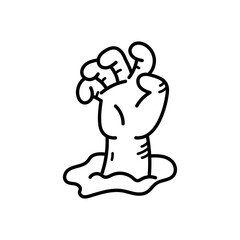 Zombie Hand Emerging From the Ground Halloween Illustration Doodle Isolated on Transparent Background