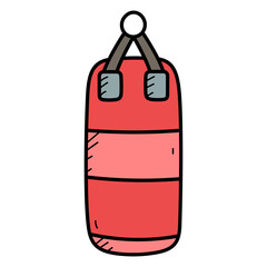 Red Punching Bag Doodle on Transparent Background for Gym Equipment