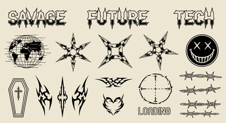 Edgy Cyberpunk Aesthetic Vector Elements