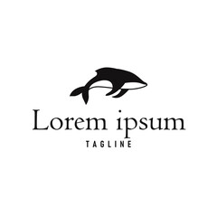 Dolphin logo silhouette illustration of sea animal fish with simple concept symbol template design