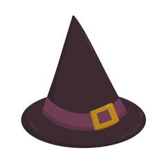 Cute Purple Witch Hat Cartoon Illustration for Halloween Design