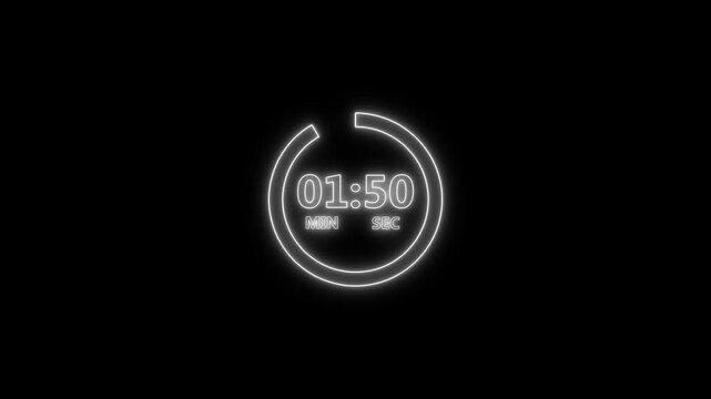 2-minute countdown timer with clean, modern animation style showing numbers decreasing from 2:00 to 0:00. Perfect for intros, events, or video transitions.