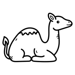 Resting Camel Doodle Illustration on Transparent Background for Happy Youth Day
