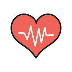 Red Heart with White Pulse Line Illustration on Transparent Background Health Awareness and Medical Theme Sign for Healthcare Concept