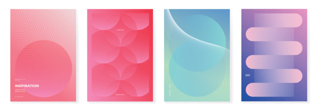 Abstract gradient poster set vector, colorful geometric background design for modern decoration and creative advertising