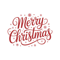 Merry Christmas vector typography with snowflake doodle png for holiday t-shirt, sticker and greeting card design