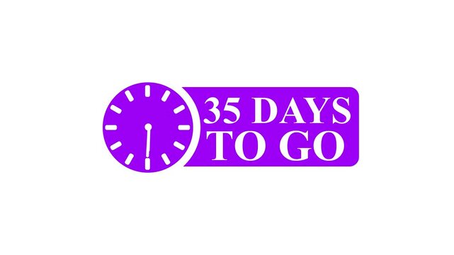 "Purple countdown timer graphic with a clock icon showing bold text reading '35 Day To Go'."