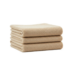 3d illustration of stack of beige towels isolated on transparent background, spa or bathroom concept