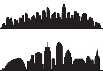 Modern city skylines silhouette, urban panorama