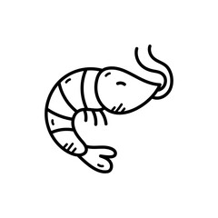 Shrimp Icon Outline Style on Transparent Background Seafood Culinary Representation Freshness Illustration Diet and Nutrition Concepts Minimalist Line Art