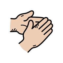 Two Beige Hands Rubbing Together on Transparent Background Illustration