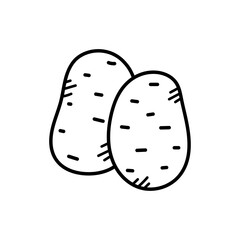 Two Potatoes Illustration in Black and White with Transparent Background Ideal For Food Related Designs and Clip Arts