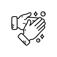 Washing Hands Line Art on Transparent Background Hygiene Concept Illustration Cleanliness and Health Care Shiny Bubbles Simple Design Editable Vector