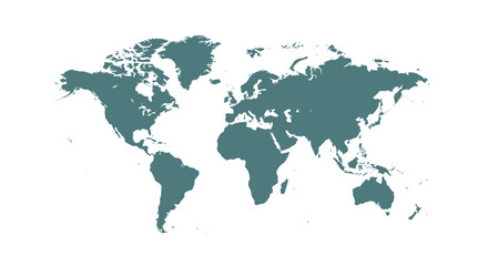 Vibrant teal world map graphic on clean white background, perfect for global business, education, and travel concepts.