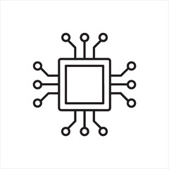 Simple illustration of a microchip with multiple connection points displayed