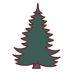 Fototapeta premium Cute Green Christmas Pine Tree Illustration
