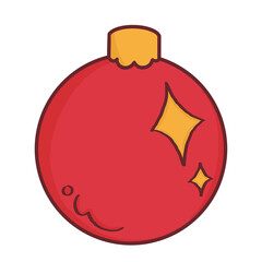Cute Christmas Red Round Ornament with Sparkles Illustration