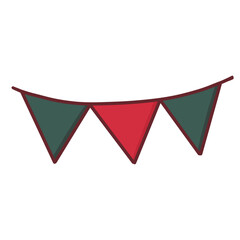 Cute Christmas Red and Green Bunting Banner Decoration Illustration