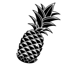 Stylized white pineapple silhouette on a black background