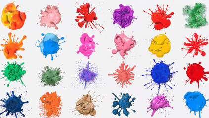 Colorful paint splashes abstract art blue