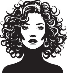 Stylish lady face illustration with vintage hairstyle and jewelry design