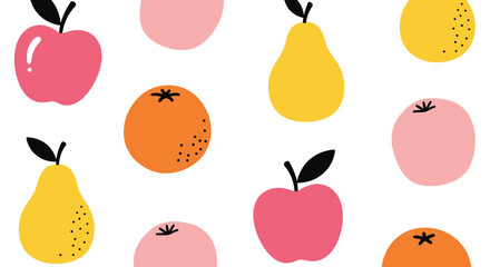 Colorful Cartoon Fruits Pattern Design.