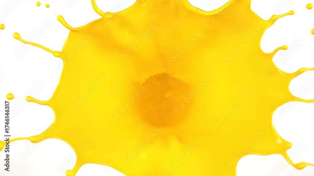 Wall mural a vibrant yellow paint blob explodes outwards in ultra slow motion, creating a mesmerizing abstract 
