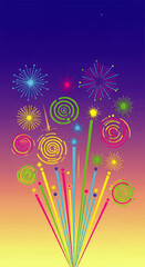 Vibrant Colorful Fireworks Display Celebration.