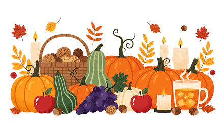 Autumn Harvest Display with Pumpkins, Gourds, and Fall Accents.