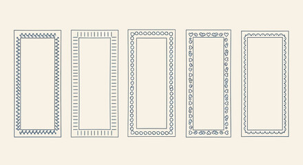 Collection of Rectangular Frames with Decorative Borders, Vintage Style.