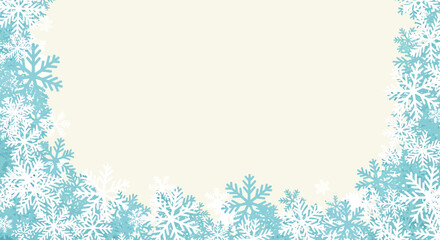 Delicate Light Blue Watercolor Snowflake Border Design.
