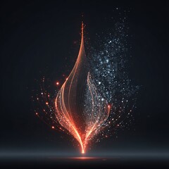 Abstract glowing lines and particles forming a dynamic energy flow with contrasting digital network elements.