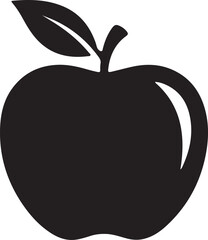 Apple Icon with Leaf and Stem Minimalist Fruit Vector