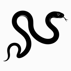 Fototapeta premium Black snake silhouette with curved body and flicking tongue 
