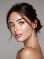 Beautiful skin woman face, healthy beauty skincare and cosmetics for adverstising. Generative Ai.	
