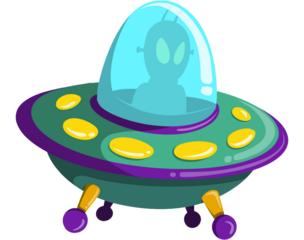 Cartoon Alien in a Flying Saucer
