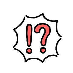 驚き（ビックリマーク＆クエスチョンマーク／！？）・手描き・白地ふきだし