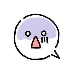 ショックを受けて青ざめている顔・手描き・白地ふきだし